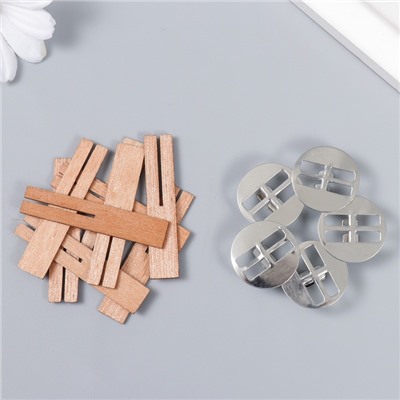 Фитиль для свечи с держателем двойной, дерево, набор 5 шт., 1×5 см