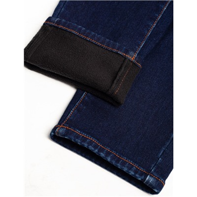 Джинсы mom-fit из эластичного денима на флисе