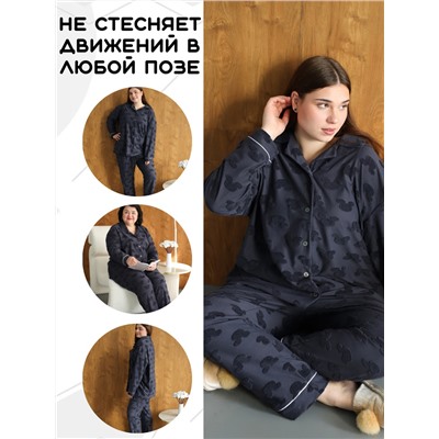 Теплая трикотажная пижама с брюками Мишки