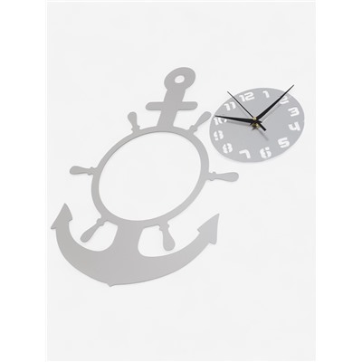 Часы настенные интерьерные, 3d "Якорь", наклейка, большие, 45 х 31 см