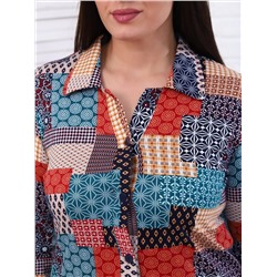 Пэчворк - рубашка бирюза