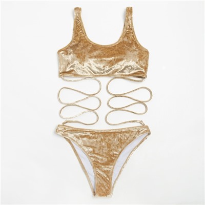 Купальник раздельный с завязками женский MINAKU, бежевый размер 46