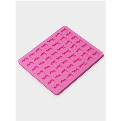 Форма для мармелада Доляна «Зоопарк», силикон, 18.5×15×0.5 см, 49 ячеек (2×1.5 см), розовая