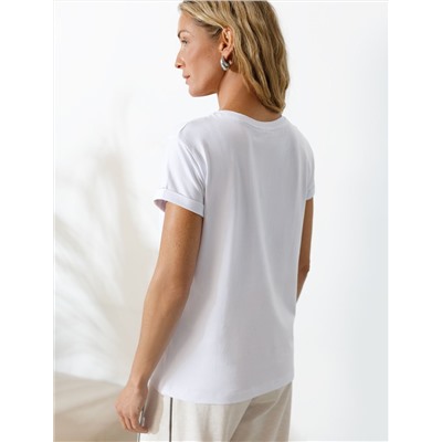 Свободная футболка с принтом из премиального хлопка с эластаном