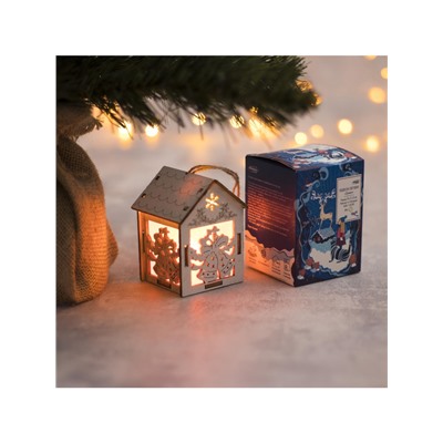 Ёлочная игрушка «Домик с колокольчиками», 8×5×6 см, 1 LED, от батареек, свечение тёплое белое