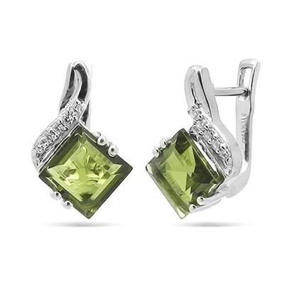 Серьги из серебра оливковая шпинель, Филиси