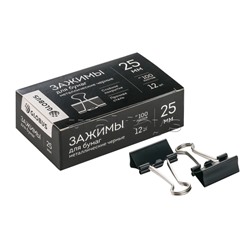 Зажимы для бумаг "Quality" 25 мм 12 шт.,черные