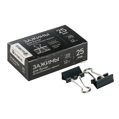 Зажимы для бумаг "Quality" 25 мм 12 шт.,черные