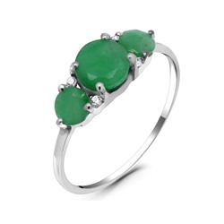 Кольцо из серебра изумруд берилл, Кокетка