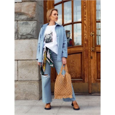 Рубашка женская MINAKU: Casual Collection, голубая, размер 46