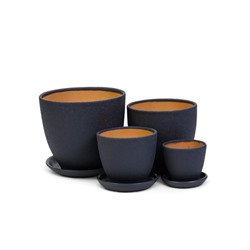 Набор горшков для цветов «Шёлк», 4 шт., с поддоном, 0.4 / 1 / 2.5 / 5 л, керамика, серые