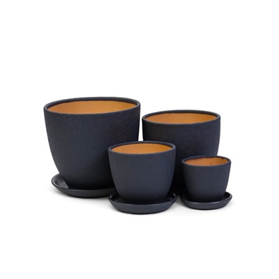 Набор горшков для цветов «Шёлк», 4 шт., с поддоном, 0.4 / 1 / 2.5 / 5 л, керамика, серые