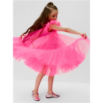 Платье нарядное для девочки KAFTAN, с пышной юбкой, рост 86-92, ярко-розовое