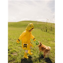Дождевик детский «Пчёлки» на кнопках с капюшоном, размер M, рост 100-110 см, жёлтый