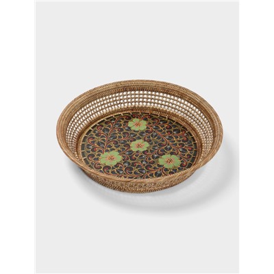 Корзина плетёная из ротанга «Цветы», 34×34×6 см, МИКС