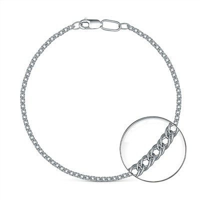 Браслет из серебра родированный - Двойной ромб, 17 см 81030050017