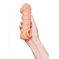 Телесная закрытая насадка с пучками шишечек Cock Sleeve 009 Size L - 17,6 см.