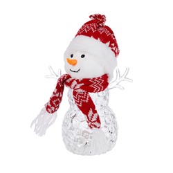 Фигура «Снеговик в красном» 28 см, 1 LED, от батареек ААА×3, свечение тёплое белое