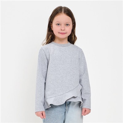 Свитшот для девочки с воланом KAFTAN: Basic line, серый, размер 34 (122-128 см)