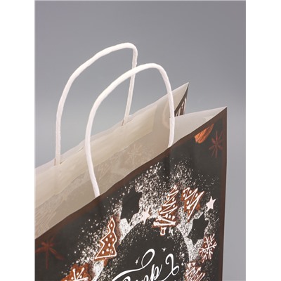 Пакет бумажный подарочный новогодний крафт «Верь в чудеса» 32×26×11 см