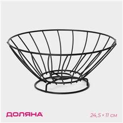 Фруктовница Доляна, 24.5×24.5×11 см, чёрная