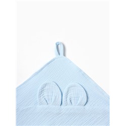 Полотенце - уголок муслиновое «Крошка Я», 75×75 см, хлопок 100%, голубое