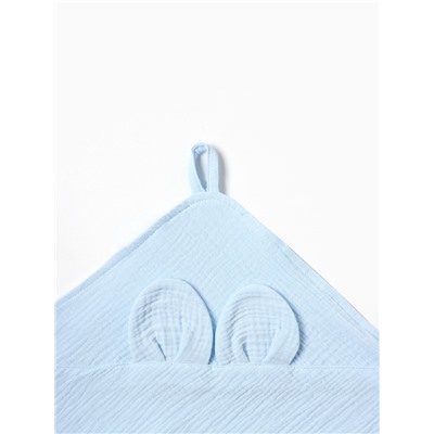 Полотенце - уголок муслиновое «Крошка Я», 75×75 см, хлопок 100%, голубое