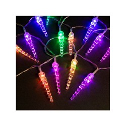 Гирлянда «Нить» 5 м с насадками «Сосульки тающие», IP20, прозрачная нить, 20 LED, свечение мульти (RG/RB), мигание, 220 В