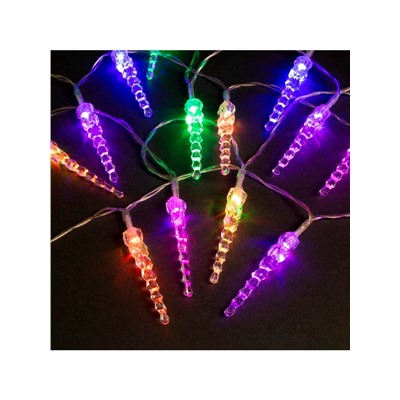 Гирлянда «Нить» 5 м с насадками «Сосульки тающие», IP20, прозрачная нить, 20 LED, свечение мульти (RG/RB), мигание, 220 В