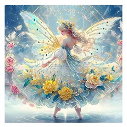 Алмазная мозаика 30х30 "Цветочная фея" с подр., с част. заполн. (блест.) (7 цв.)
