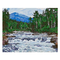 Алмазная мозаика 40*50 см (полное заполнение) "Лесной водопад"