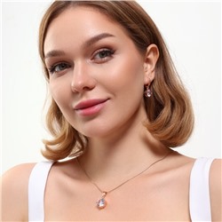 Комплект ювелирная бижутерия коллекция  "Дубай" серьги и кулон, покрытие: позолота, вставка: фианиты, цвет: прозрачный, арт.215.438