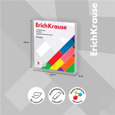 Пластилин ErichKrause Basic, 10 цветов, 160 г, в картонной упаковке