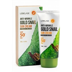 Lebelage Солнцезащитный крем для лица с муцином улитки / Anti-Wrinkle Gold Snail Sun Cream SPF50+PA+, 70 мл KRISTALLER, 1109011