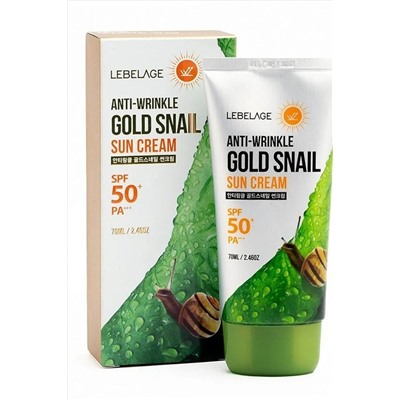 Lebelage Солнцезащитный крем для лица с муцином улитки / Anti-Wrinkle Gold Snail Sun Cream SPF50+PA+, 70 мл KRISTALLER, 1109011