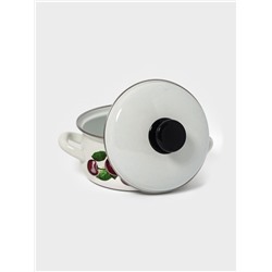 Кастрюля эмалированная «Вишнёвый сад», 1.5 л, d=18.2 см, белая