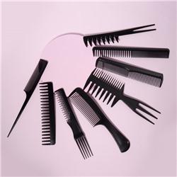 Набор расчёсок, 8 предметов, чёрный