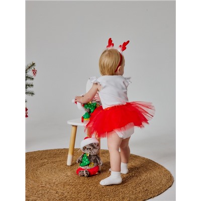 Набор для фотосессии «Крошка Я. Рождественский олененок»: юбка и ободок, красный, рост 68-92 см