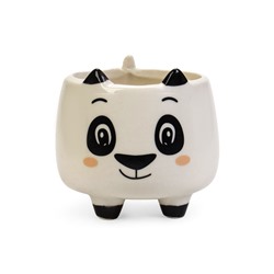 Декоративный горшок для цветов «Счастливая Панда», 200 мл, 8.3×7.2×7.7 см, керамический, на ножках, белый