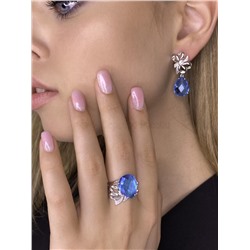 Кольцо из серебра с пл.кварцем цв.топаз Swissи фианитами родированное 925 пробы К-3362рб10300