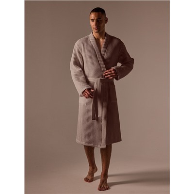 Халат вафельный мужской SL HOME: Boho «Саббиа», размер M, хлопок 100%, коричневый