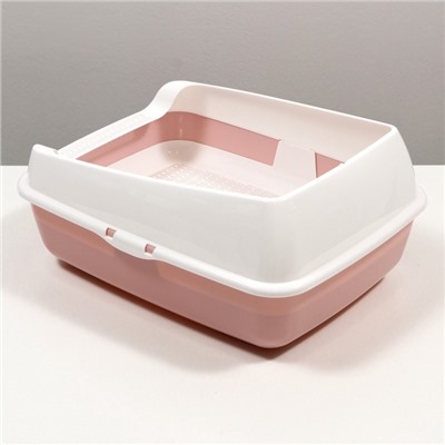 Лоток для кошек совок+ сетка 50.5×39×23 см, розовый