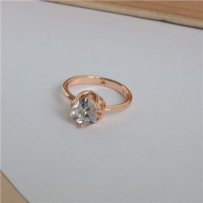 Кольцо ювелирная бижутерия Дубайское золото, 17 р, покрытие: позолота, вставка: фианит, цвет: прозрачный, арт.213.629-17