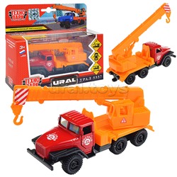 Машина Урал Кран, 12 см, металл, (двери, подвиж. детали) инерц.