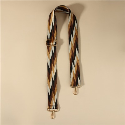 Ручка для сумки «Орнамент косичка», стропа, с карабинами, 139±3×3.8 см, бежевая, белая, чёрная