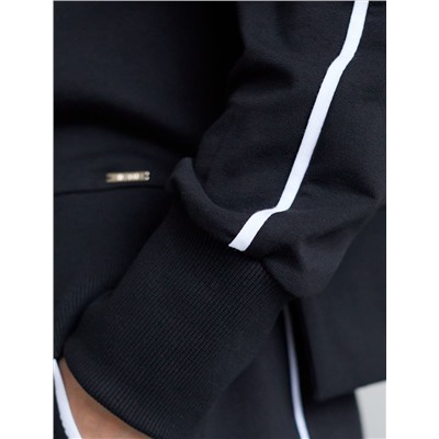 Джемпер с воротом на молнии и лампасами из футера двухнитки с эластаном