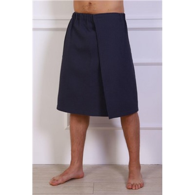 Полотенце для бани и сауны вафельное мужское на липучке (Синий)