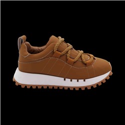 Кроссовки из натуральной кожи D034 коричневые