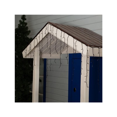 Гирлянда «Бахрома» 3×0.6 м, IP44, УМС, тёмная нить, 160 LED, свечение жёлтое, мерцание белым, 220 В