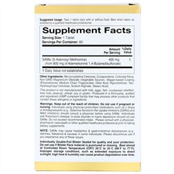 California Gold Nutrition, SAM-e, предпочтительная форма бутандисульфоната, 400 мг, 60 таблеток, покрытых кишечнорастворимой оболочкой